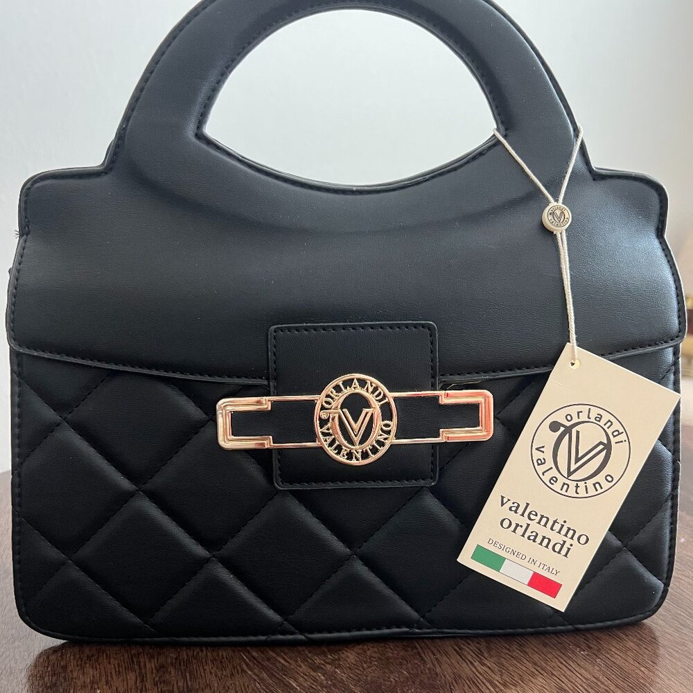 Valentino Orlandi Black Vegan Leather Crossbody Bag - New